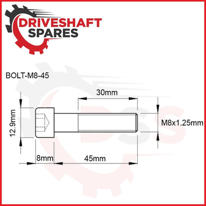 Jeep Liberty 2002-2007 Front Driveshaft CV Joint Bolts - High Tensile x6