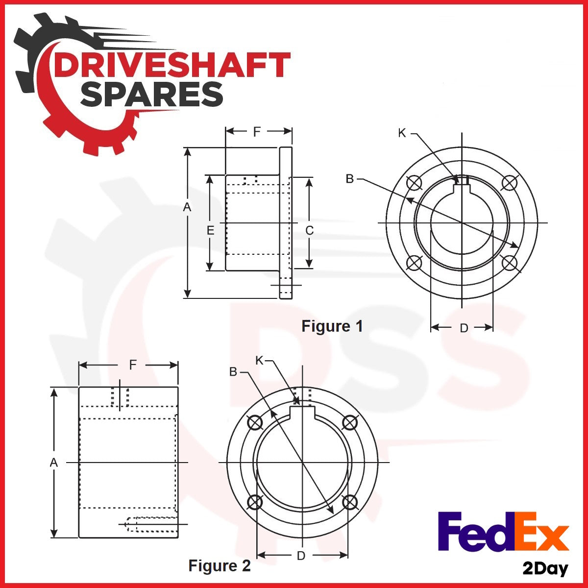 2-1-1313-1 Companion Flange - Bore: 1" - Keyway: .250" - Pilot: 2.735"F - 4 Hole
