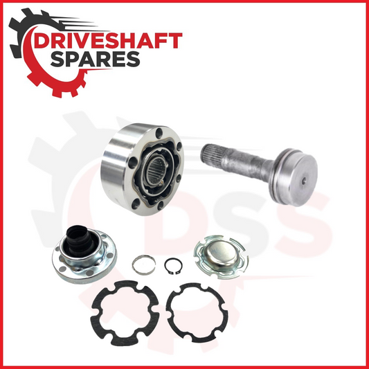 CVJ058, Full Driveshaft CV-Joint Repair Kit + Splined Stub Shaft + CV Boot Kit